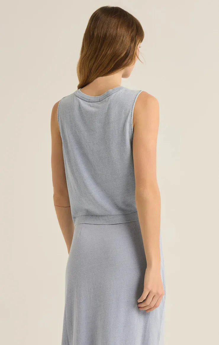 Sloane Jersey Denim Muscle Tank | Washed Indigo