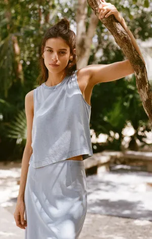 Sloane Jersey Denim Muscle Tank | Washed Indigo