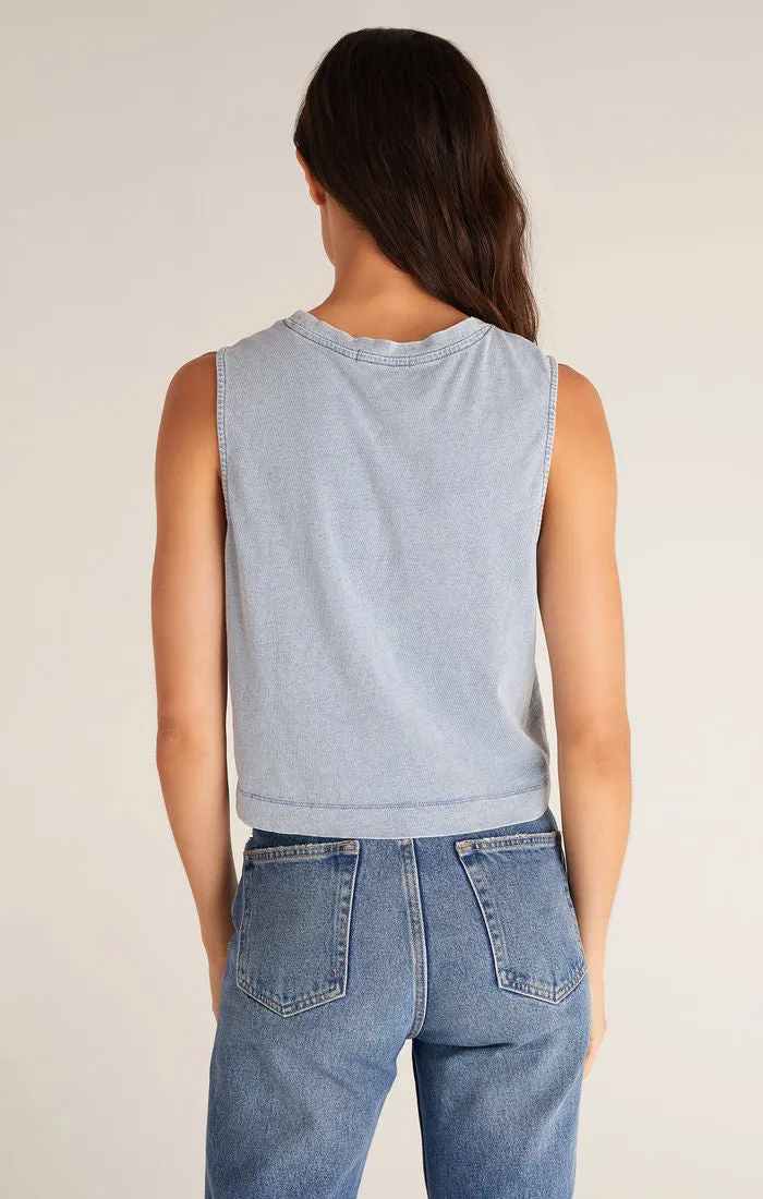 Sloane Jersey Denim Muscle Tank