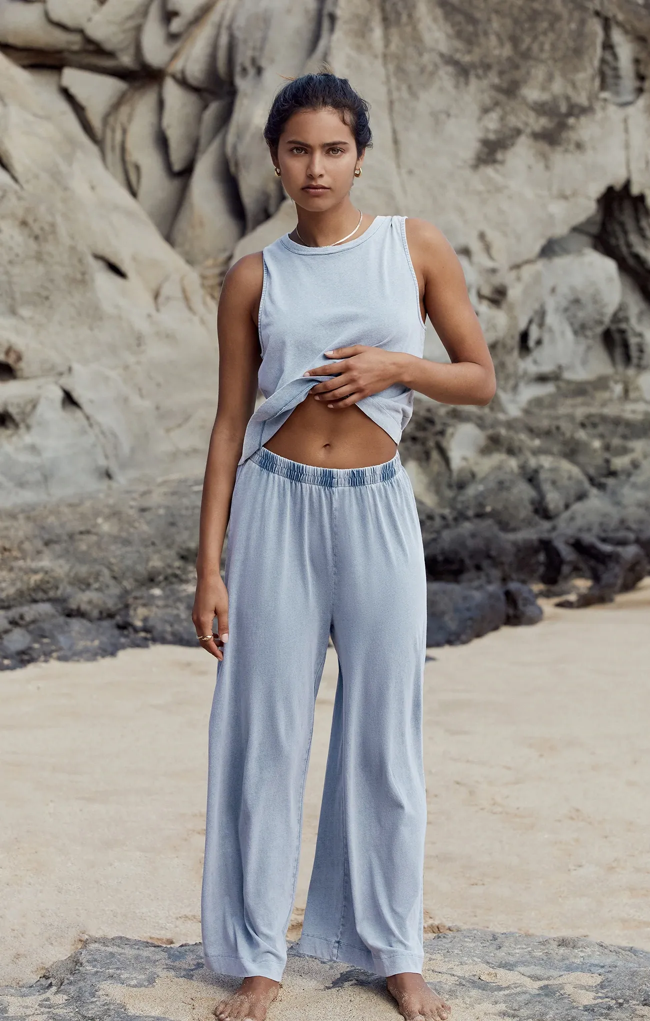 Sloane Jersey Denim Muscle Tank