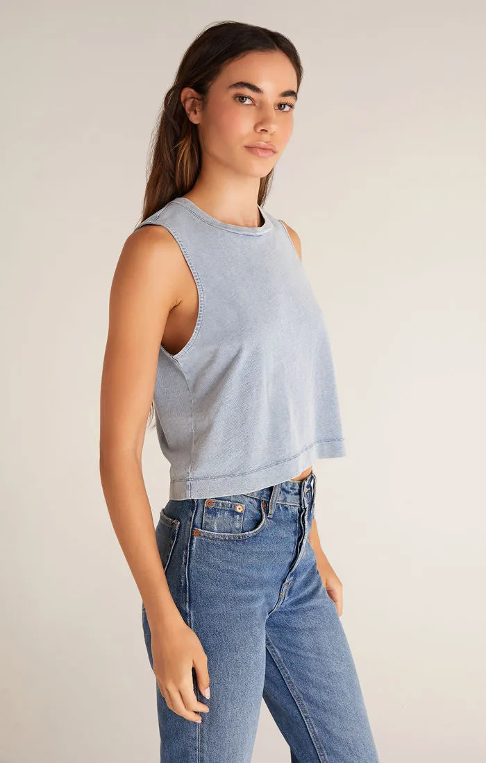 Sloane Jersey Denim Muscle Tank