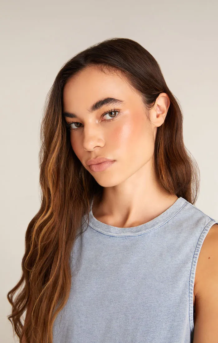 Sloane Jersey Denim Muscle Tank