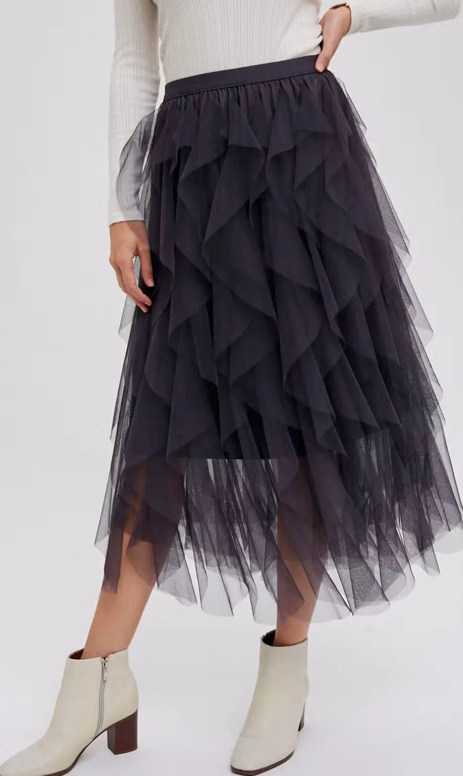 Spin Me Around Tulle Midi Skirt