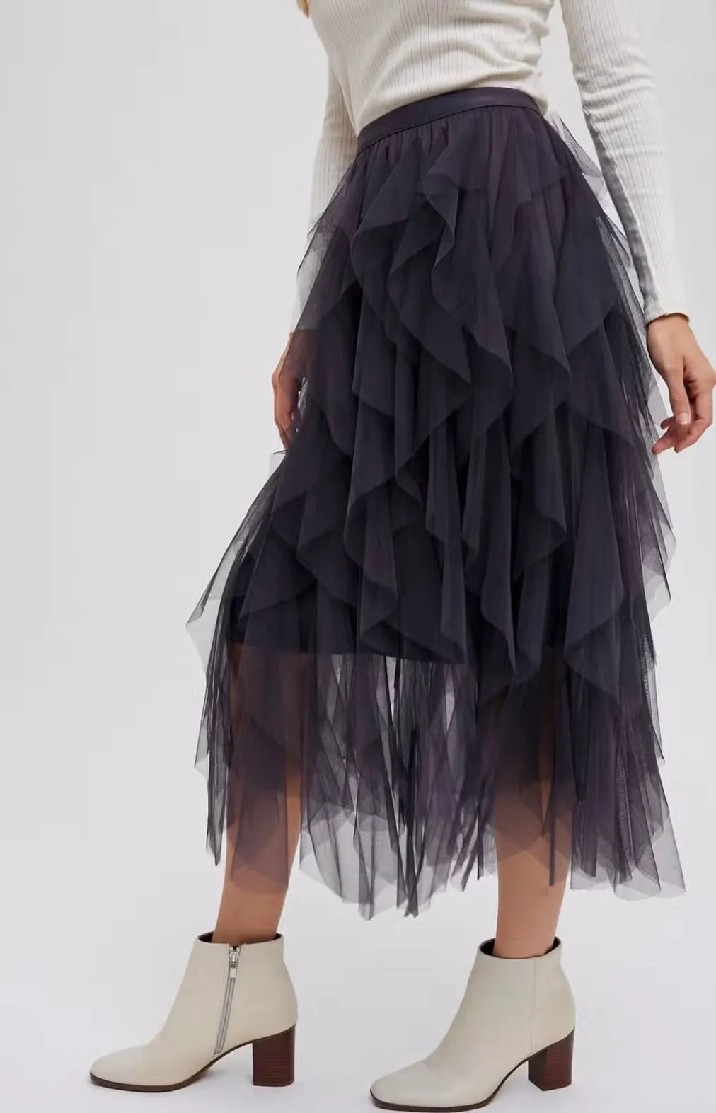 Spin Me Around Tulle Midi Skirt