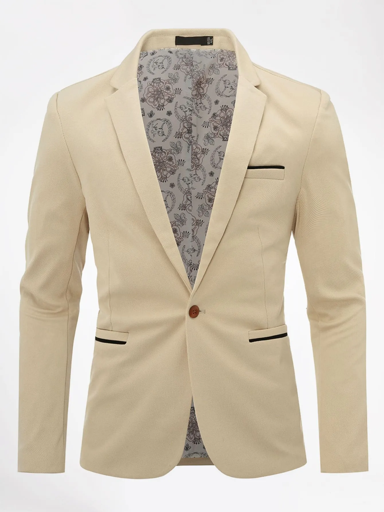 Split Hem Button Detail Cuff Blazer
