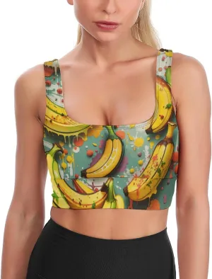 Sports Bra Stars Graffiti Tank Tops for Women Soft Padded Workout Yoga Top