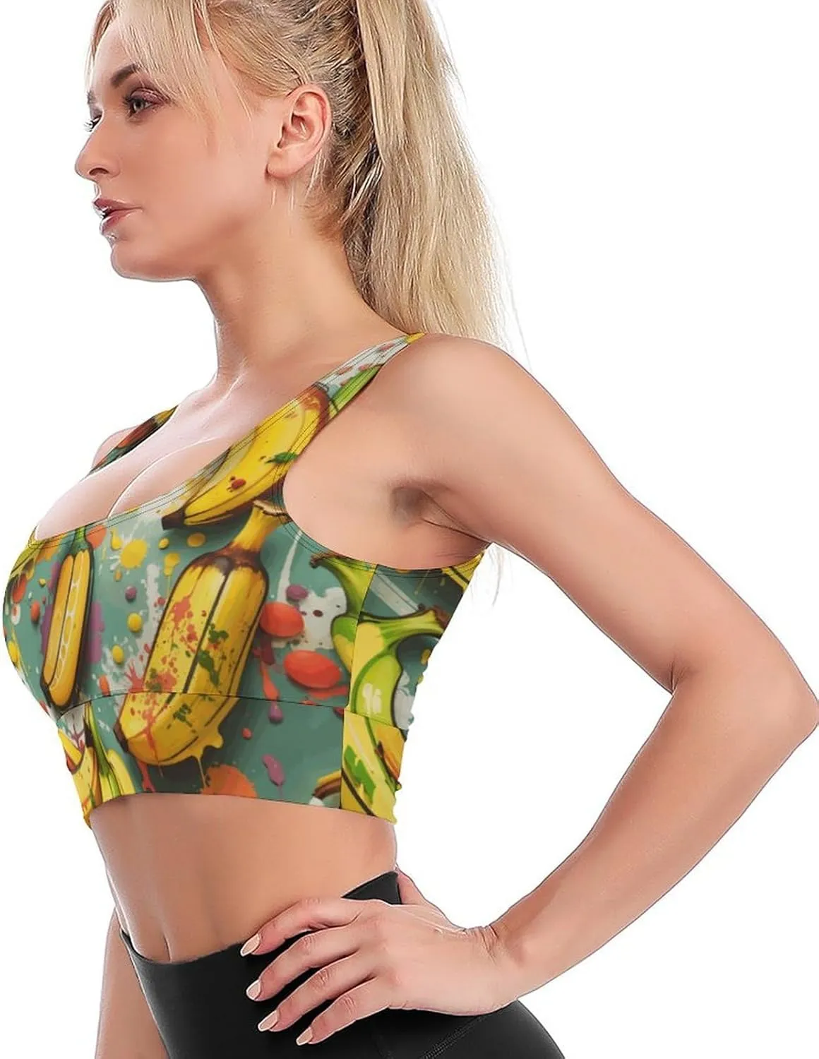 Sports Bra Stars Graffiti Tank Tops for Women Soft Padded Workout Yoga Top