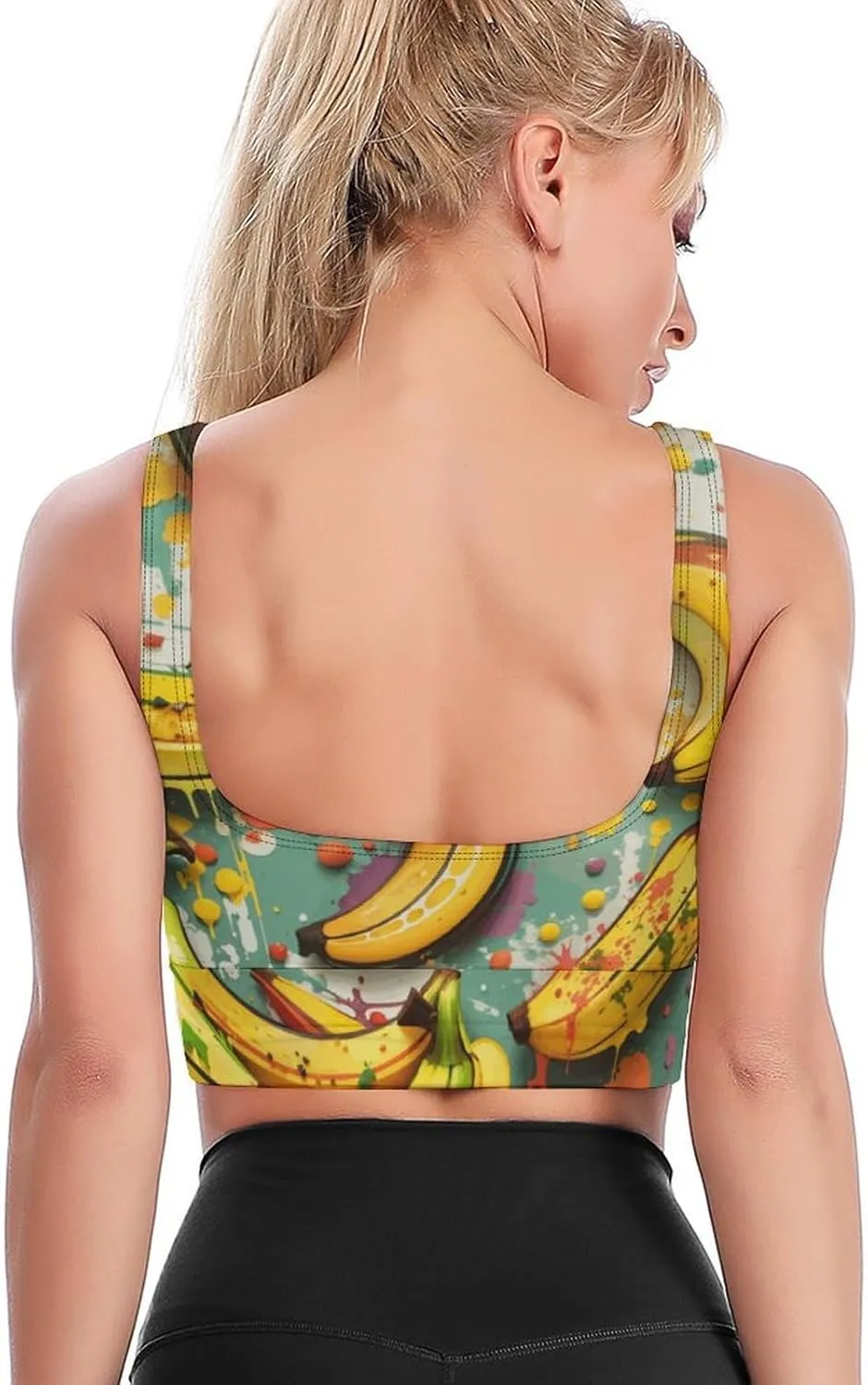 Sports Bra Stars Graffiti Tank Tops for Women Soft Padded Workout Yoga Top