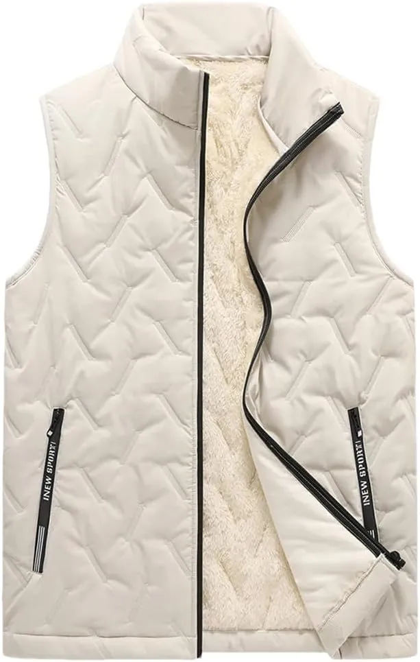 Stand Collar Vest Jackets Men Fur Lined Thicken Cotton Padded Jacket Sleeveless Men Clothing Winter Waistcoat