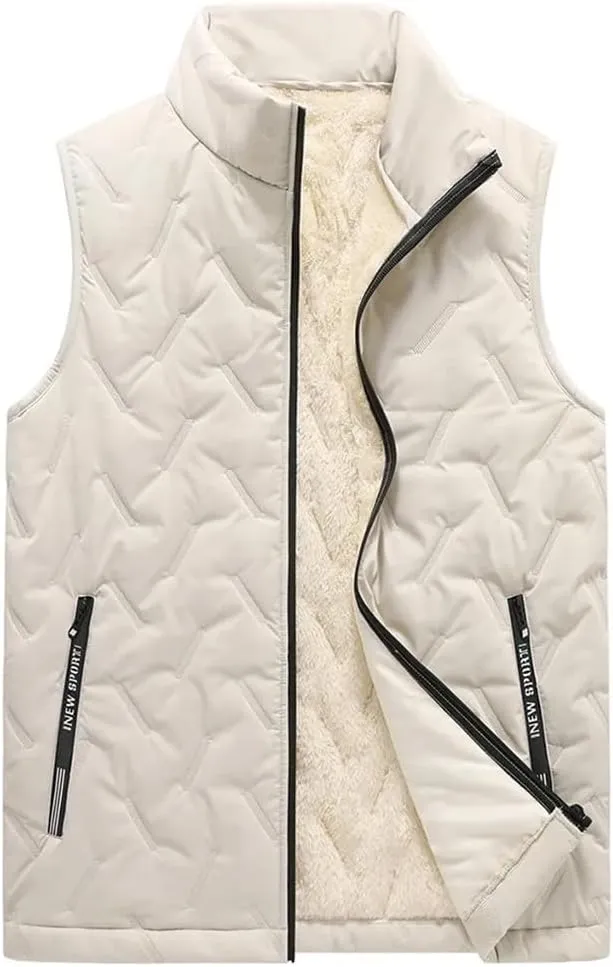 Stand Collar Vest Jackets Men Fur Lined Thicken Cotton Padded Jacket Sleeveless Men Clothing Winter Waistcoat