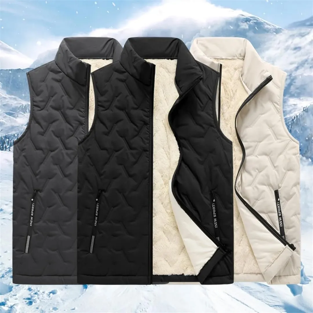 Stand Collar Vest Jackets Men Fur Lined Thicken Cotton Padded Jacket Sleeveless Men Clothing Winter Waistcoat