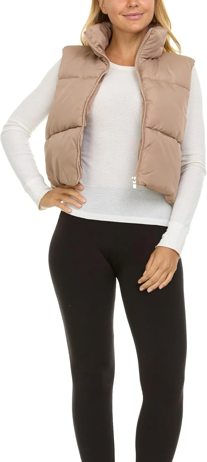 Steve Madden Cropped Puffer Vest for Women - Sleeveless Womens Outerwear Vests