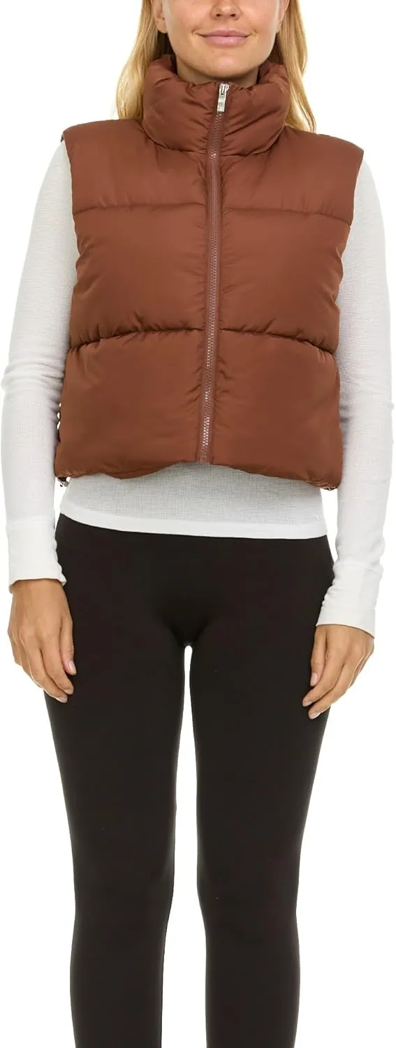 Steve Madden Cropped Puffer Vest for Women - Sleeveless Womens Outerwear Vests