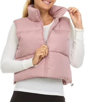 Steve Madden Cropped Puffer Vest for Women - Sleeveless Womens Outerwear Vests