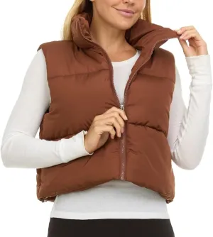 Steve Madden Cropped Puffer Vest for Women - Sleeveless Womens Outerwear Vests