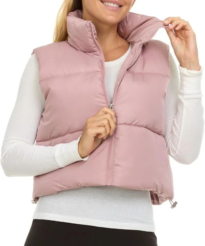 Steve Madden Cropped Puffer Vest for Women - Sleeveless Womens Outerwear Vests