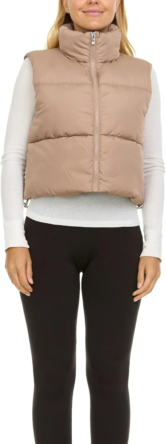 Steve Madden Cropped Puffer Vest for Women - Sleeveless Womens Outerwear Vests