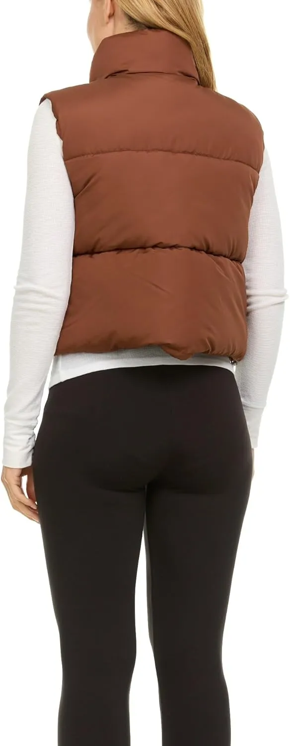 Steve Madden Cropped Puffer Vest for Women - Sleeveless Womens Outerwear Vests
