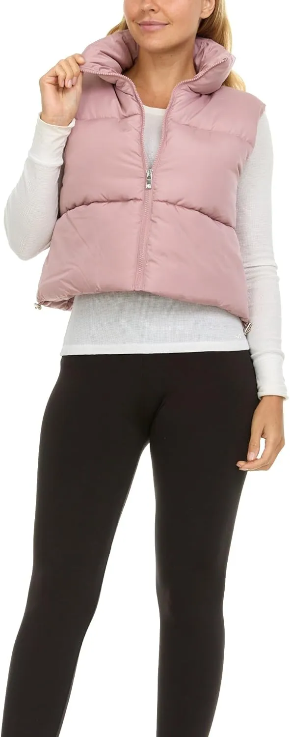 Steve Madden Cropped Puffer Vest for Women - Sleeveless Womens Outerwear Vests