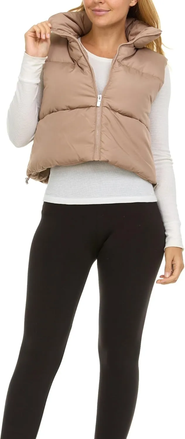 Steve Madden Cropped Puffer Vest for Women - Sleeveless Womens Outerwear Vests