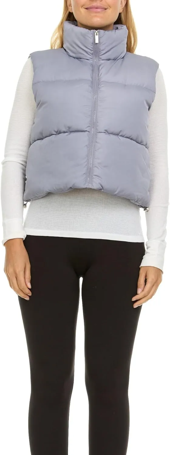 Steve Madden Cropped Puffer Vest for Women - Sleeveless Womens Outerwear Vests