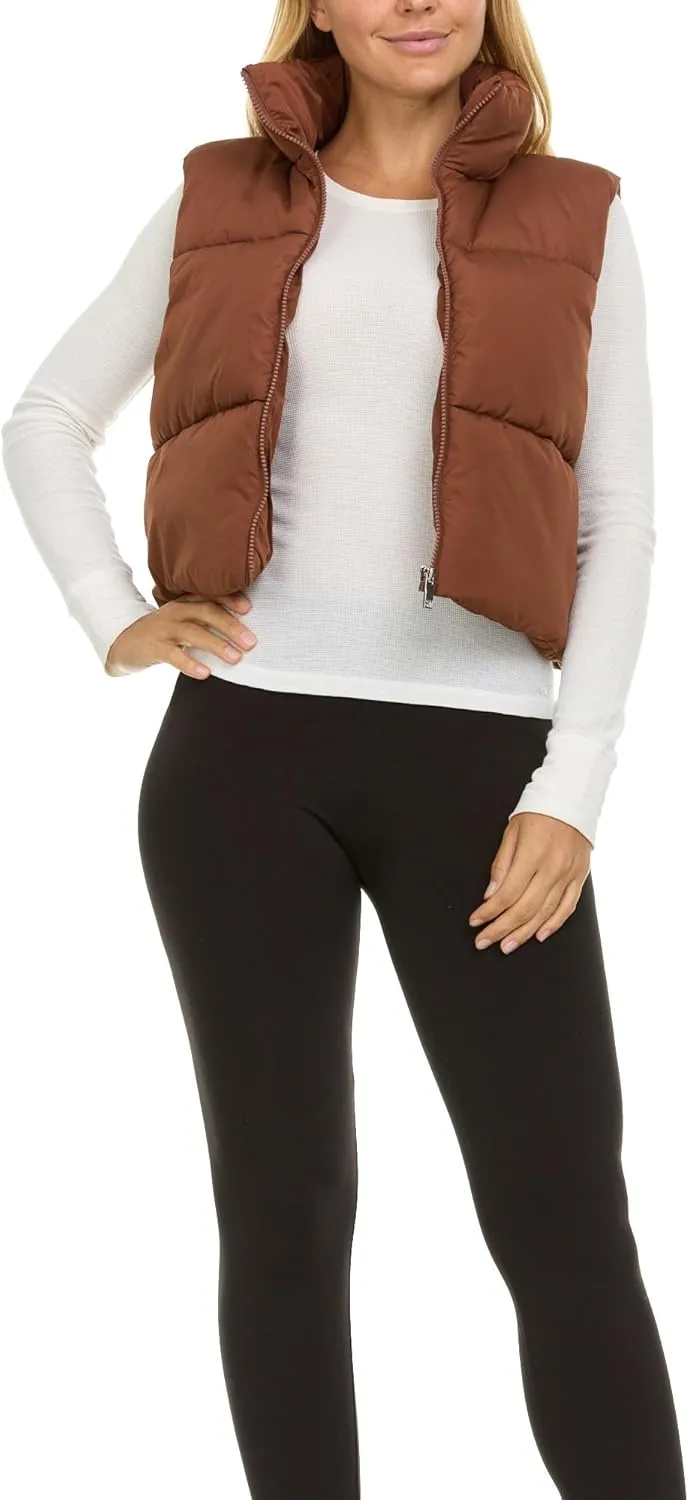 Steve Madden Cropped Puffer Vest for Women - Sleeveless Womens Outerwear Vests