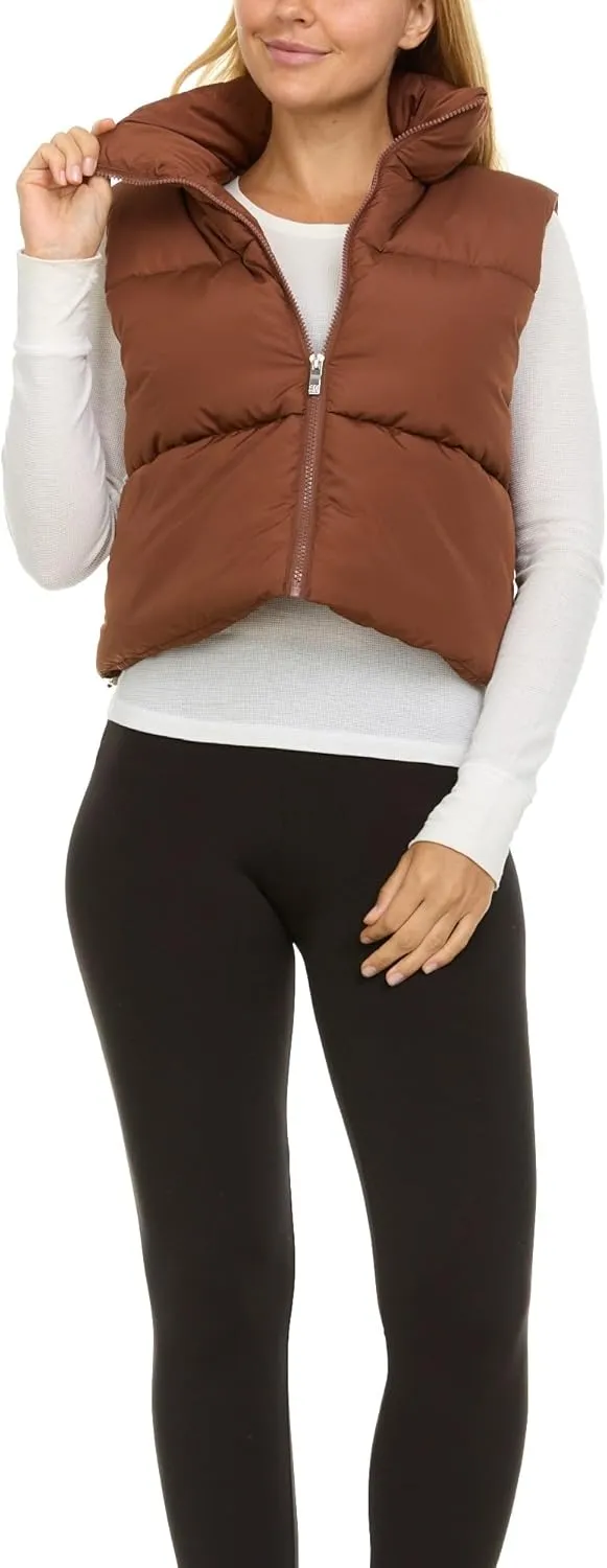 Steve Madden Cropped Puffer Vest for Women - Sleeveless Womens Outerwear Vests