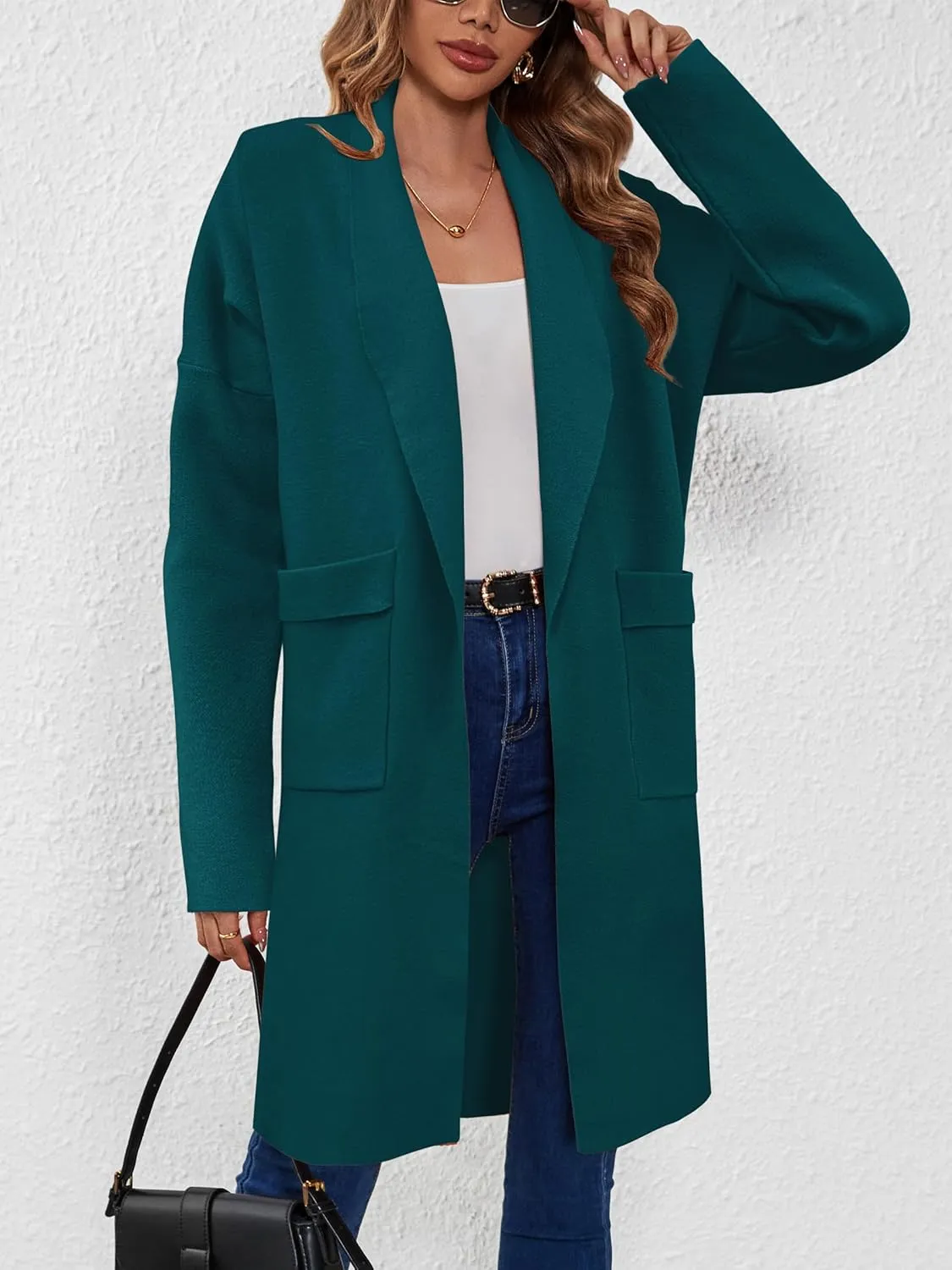 SuperPrity Womens Cardigan Sweater Fall Fashion 2024 Casual Oversized Knit Open Front Long Coatigan Jacket Coat Trendy Outfit