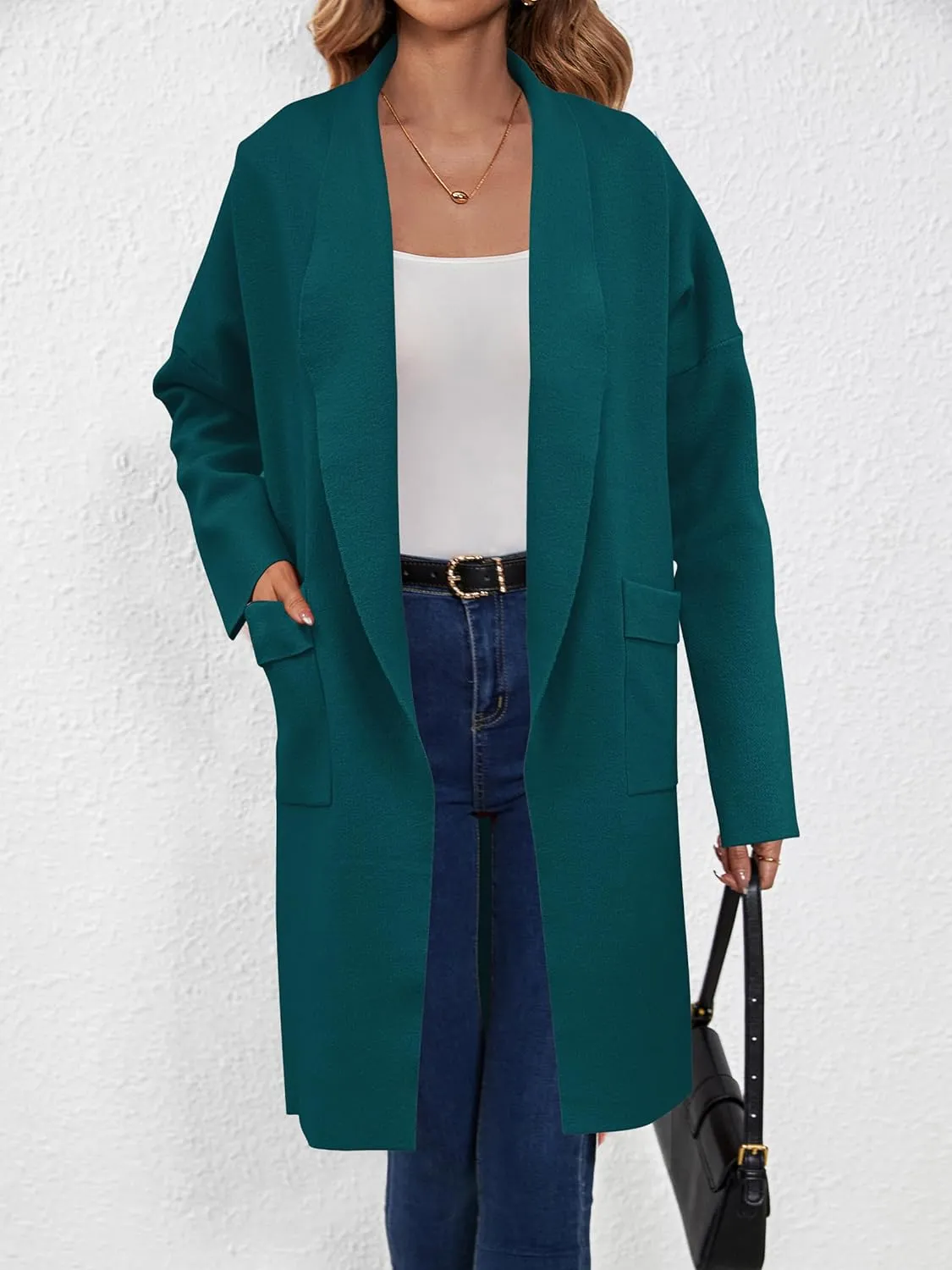 SuperPrity Womens Cardigan Sweater Fall Fashion 2024 Casual Oversized Knit Open Front Long Coatigan Jacket Coat Trendy Outfit