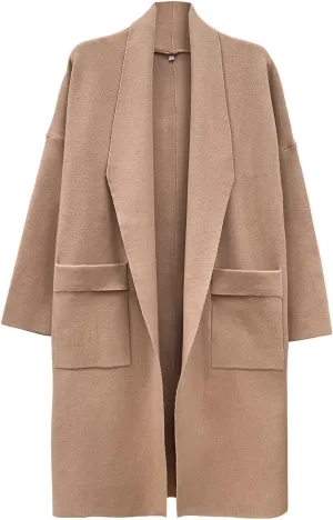 SuperPrity Womens Cardigan Sweater Fall Fashion 2024 Casual Oversized Knit Open Front Long Coatigan Jacket Coat Trendy Outfit