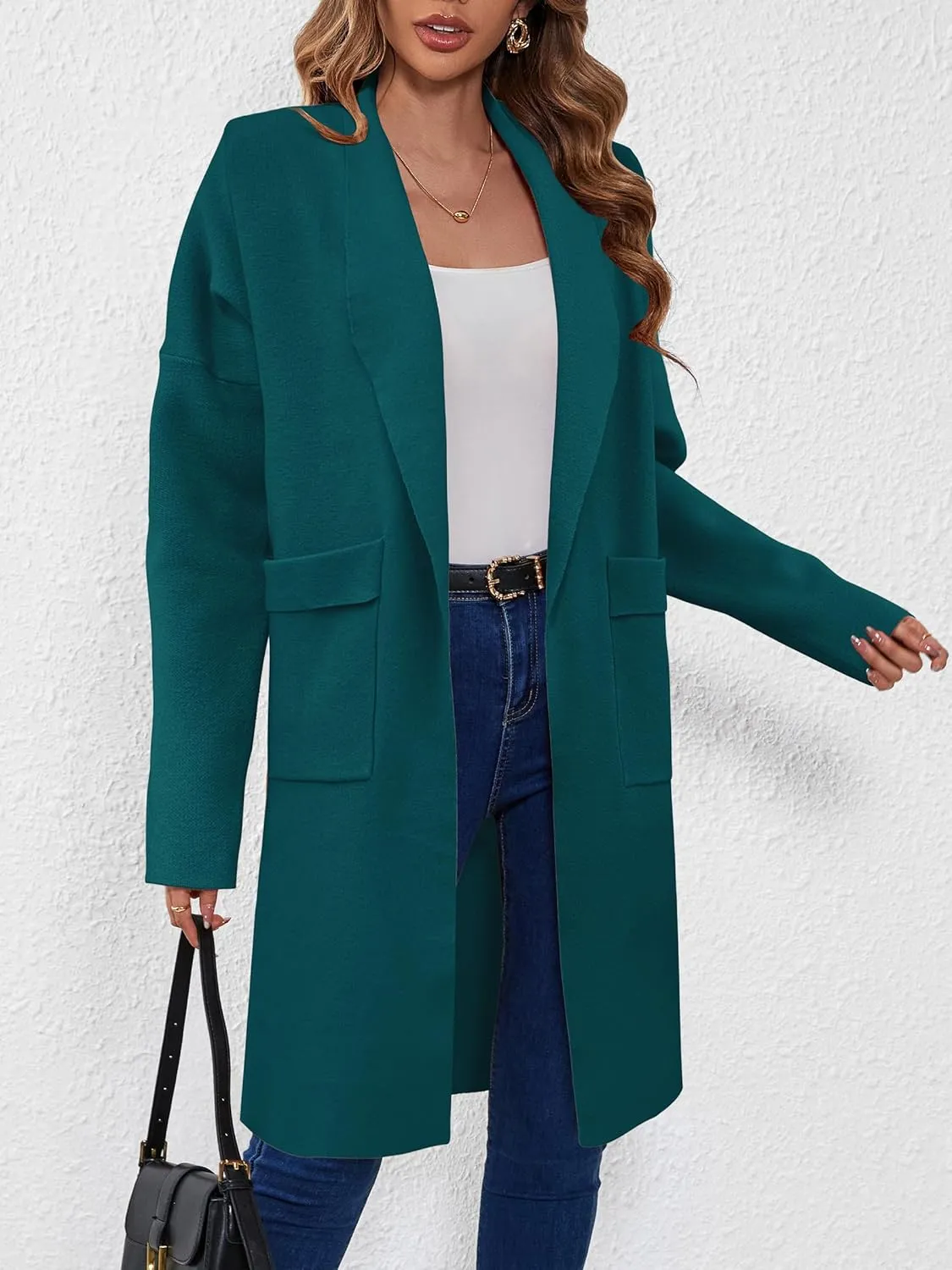 SuperPrity Womens Cardigan Sweater Fall Fashion 2024 Casual Oversized Knit Open Front Long Coatigan Jacket Coat Trendy Outfit
