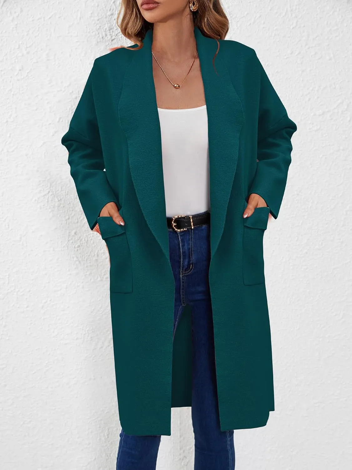 SuperPrity Womens Cardigan Sweater Fall Fashion 2024 Casual Oversized Knit Open Front Long Coatigan Jacket Coat Trendy Outfit