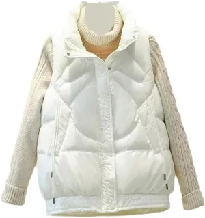 SWEPER Women'S Down Vest - Women Vest Stand Collar Short Bright Color Cotton Padded Jacket Sleeveless Female Autumn Winter