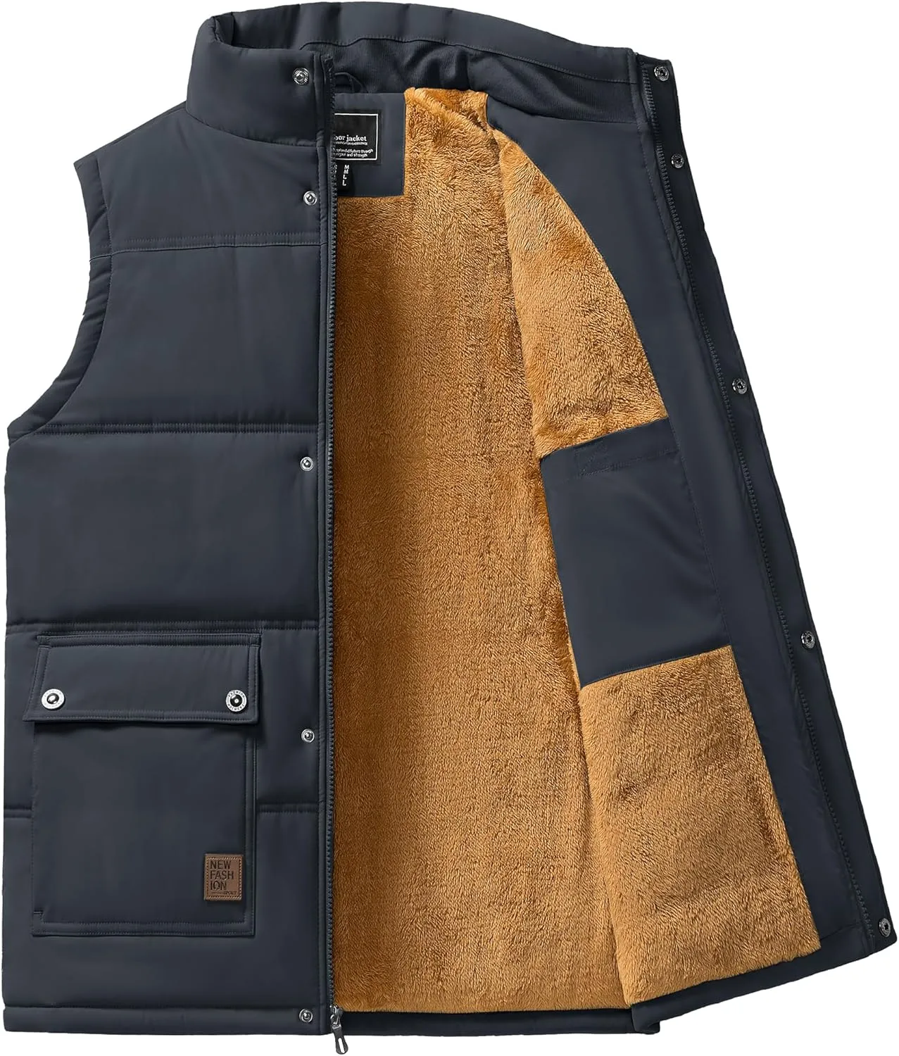 TACVASEN Men's Outdoor Vests Full Zip Up Warm Fleece Lining Sleeveless Outwear