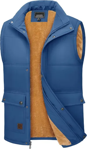 TACVASEN Men's Outdoor Vests Full Zip Up Warm Fleece Lining Sleeveless Outwear