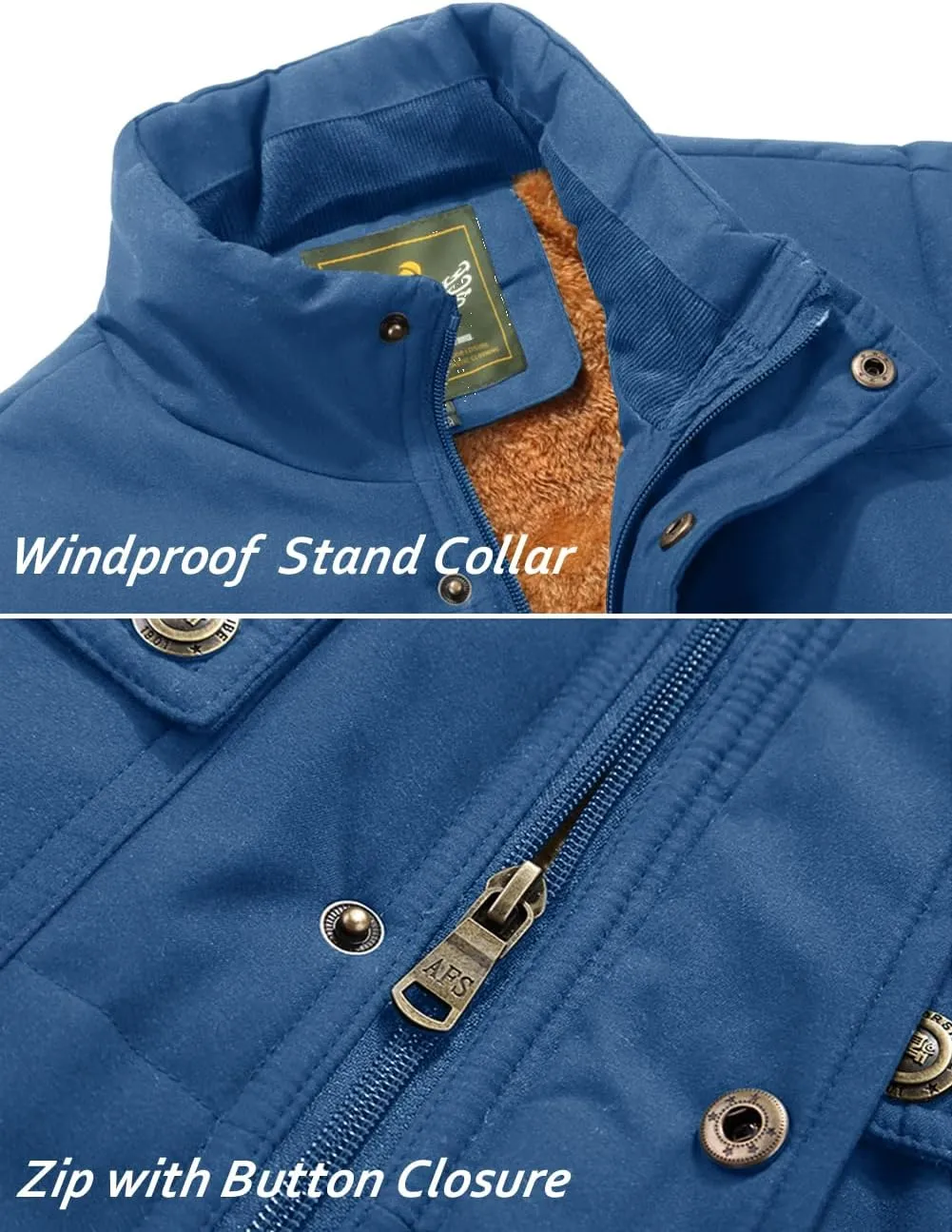 TACVASEN Men's Outdoor Vests Full Zip Up Warm Fleece Lining Sleeveless Outwear