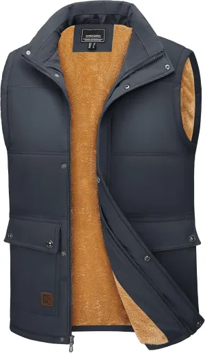 TACVASEN Men's Outdoor Vests Full Zip Up Warm Fleece Lining Sleeveless Outwear