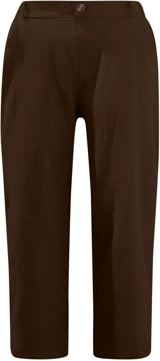 TANGNADE Women's Capris and Cropped Pants Summer Plus Size Knee Length Capri Comfy Elastic Waist Beach Trouser