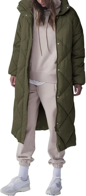Tankaneo Women's Quilted Puffer Jacket Long Winter Coats Zip Up Baggy Down Outerwear with Pockets