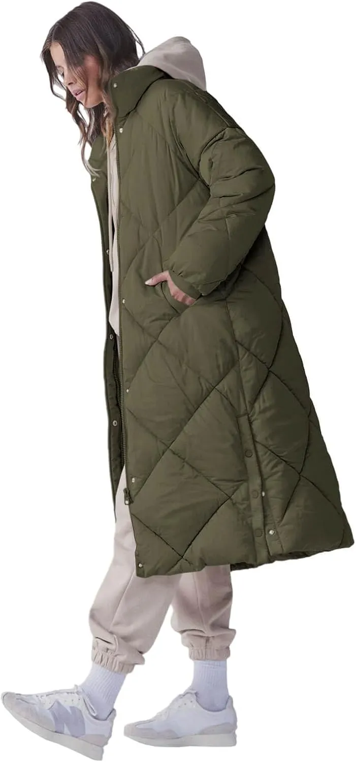 Tankaneo Women's Quilted Puffer Jacket Long Winter Coats Zip Up Baggy Down Outerwear with Pockets