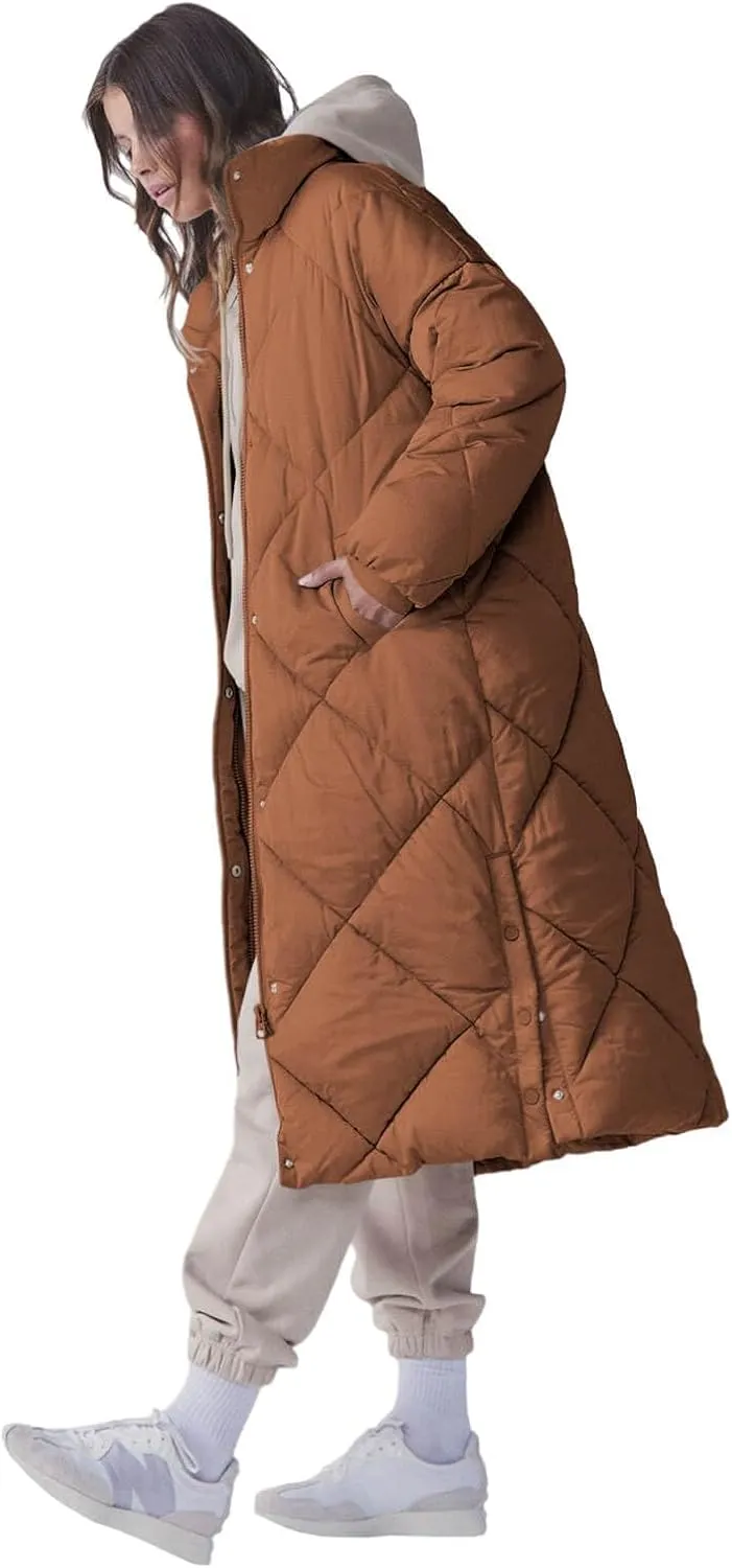 Tankaneo Women's Quilted Puffer Jacket Long Winter Coats Zip Up Baggy Down Outerwear with Pockets