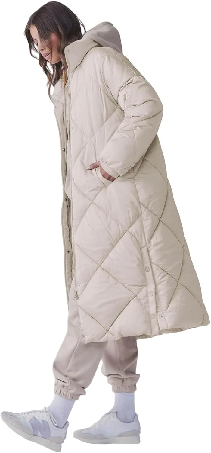 Tankaneo Women's Quilted Puffer Jacket Long Winter Coats Zip Up Baggy Down Outerwear with Pockets