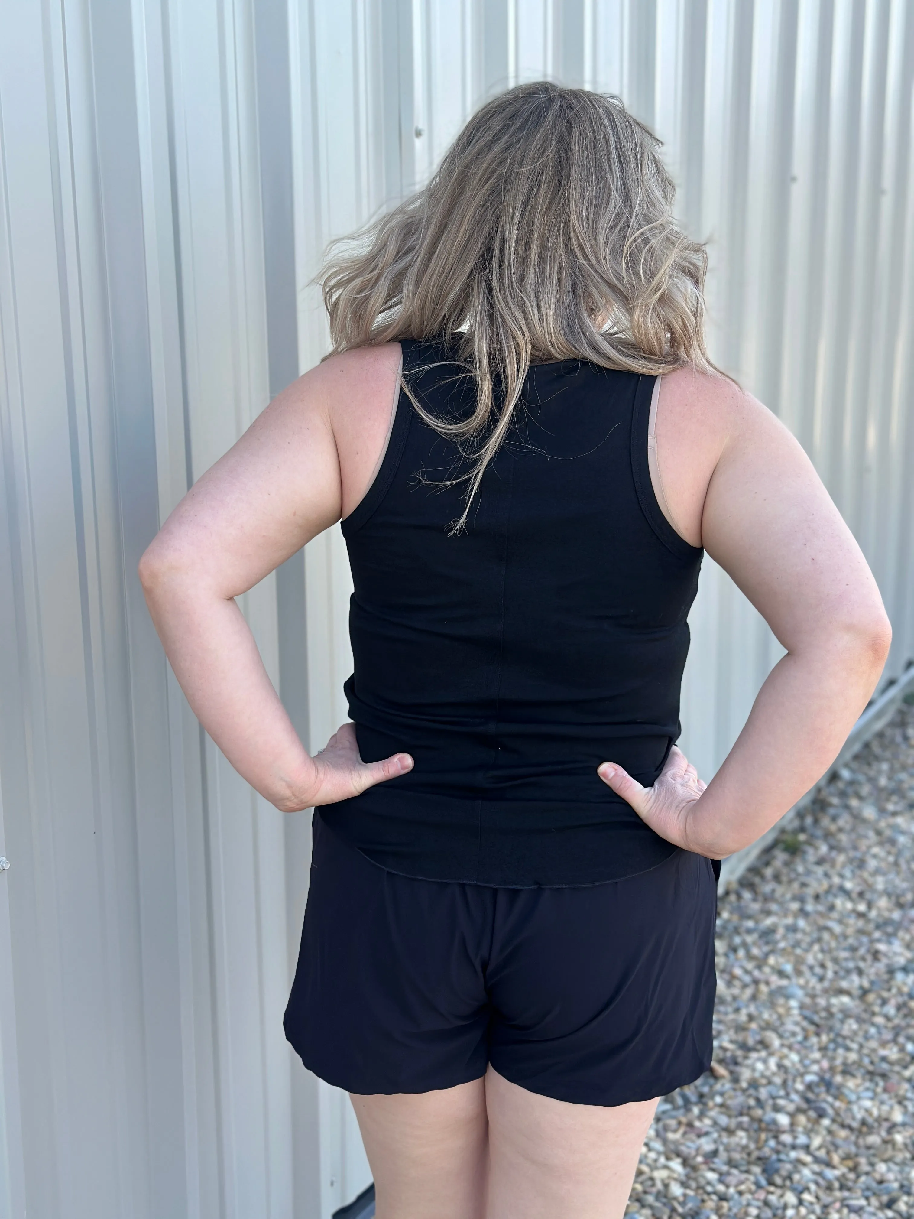 The Nyla Scoop Neck Tank - Black