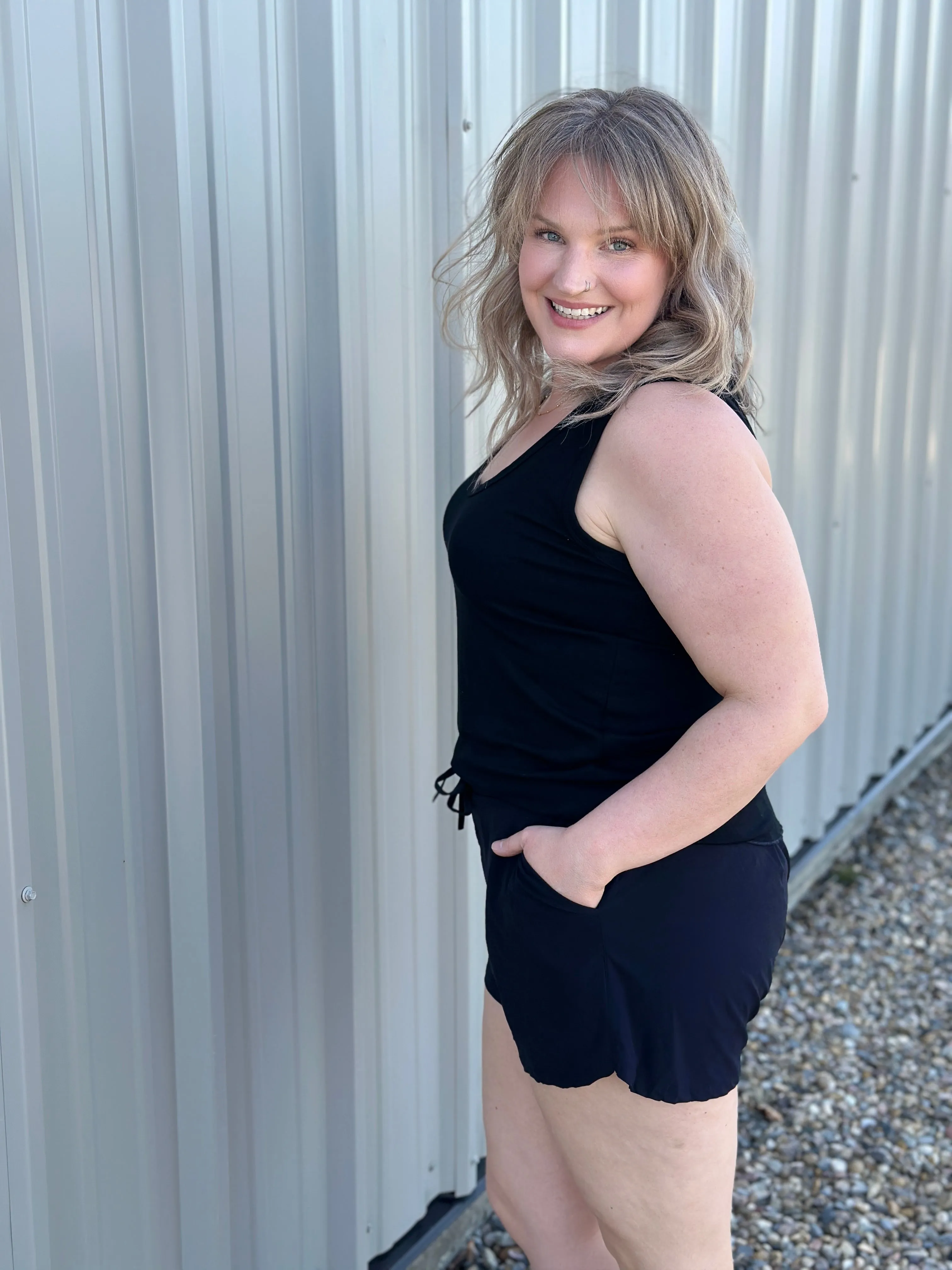 The Nyla Scoop Neck Tank - Black