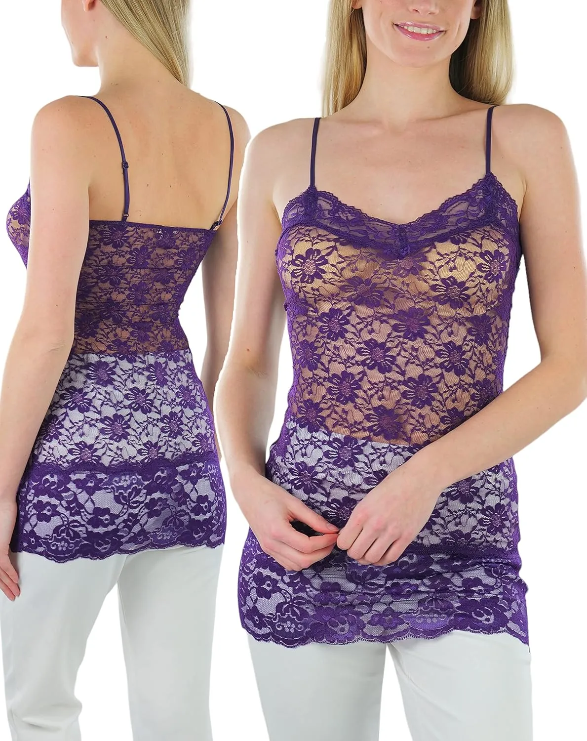 ToBeInStyle Womens Basic Layering Cotton Cami & Sheer Lace Camisoles