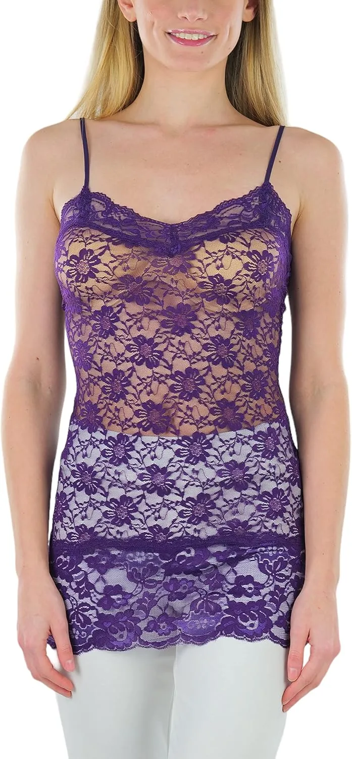 ToBeInStyle Womens Basic Layering Cotton Cami & Sheer Lace Camisoles