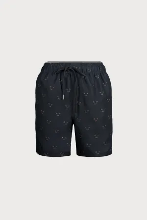 Traje de Baño Bermuda Caballero Negro Palmeras, Bari Swimwear