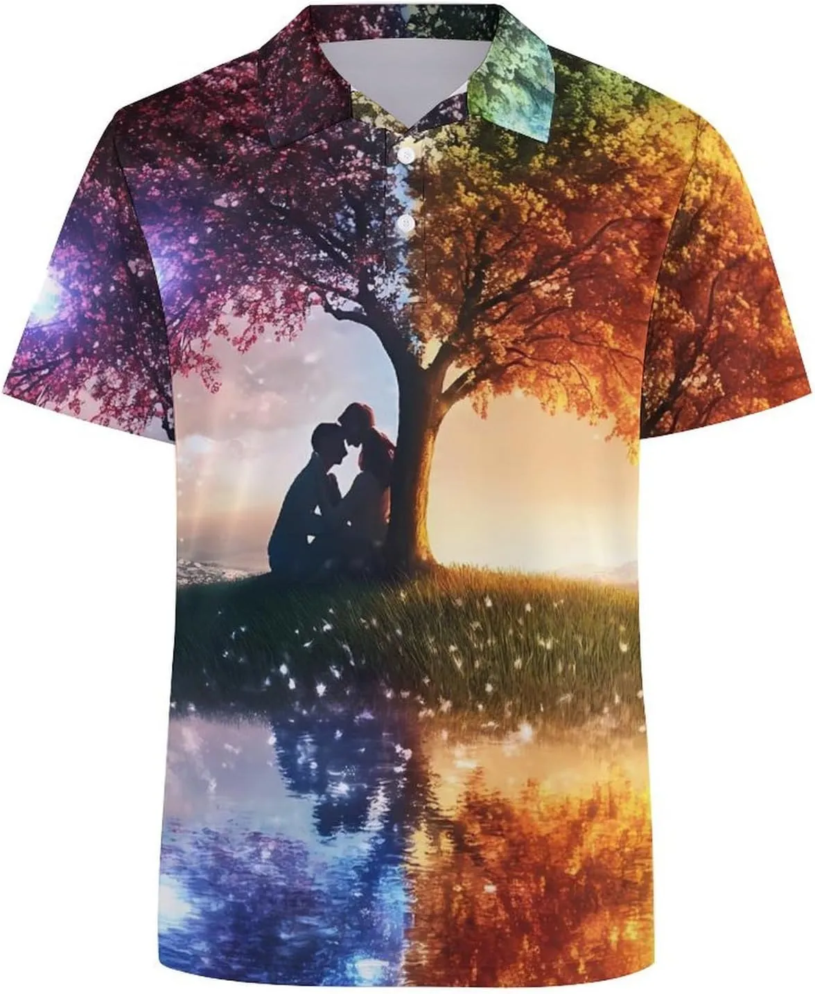 Tree and Life Slim Fit Men's Short Sleeve Polo Shirts Quick-Dry Breathable Golf T-Shirt Tops