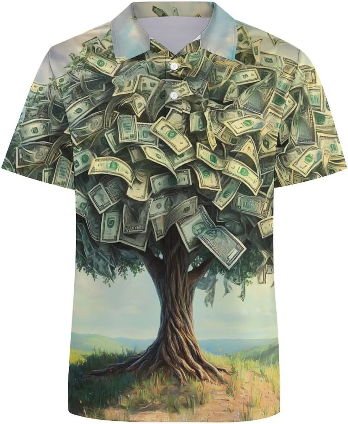 Tree Money Slim Fit Men's Short Sleeve Polo Shirts Quick-Dry Breathable Golf T-Shirt Tops