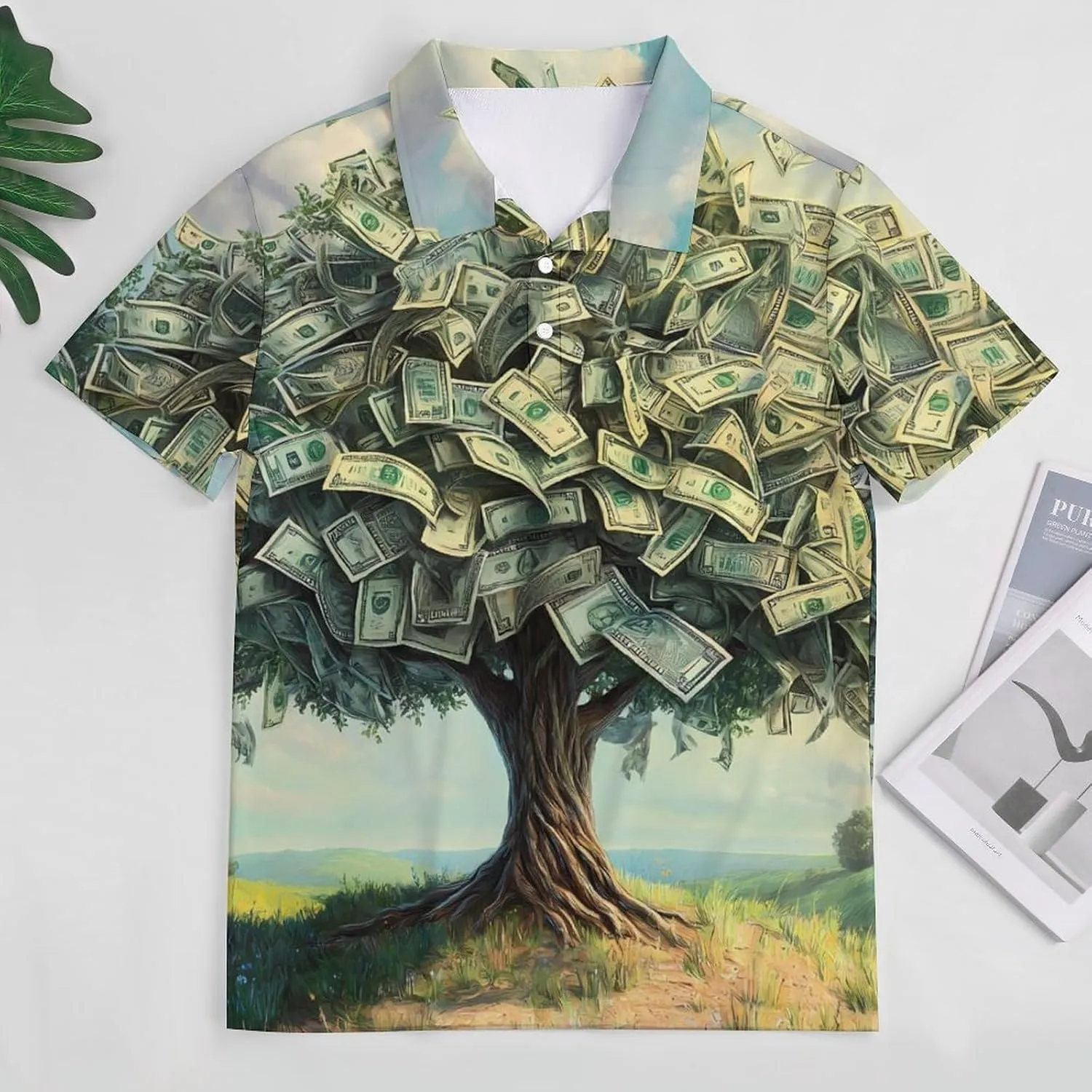 Tree Money Slim Fit Men's Short Sleeve Polo Shirts Quick-Dry Breathable Golf T-Shirt Tops